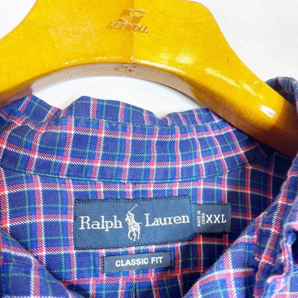 Polo Ralph Lauren Size XL Plaid Button Down Shirt Cotton Long Sleeve Classic Fit